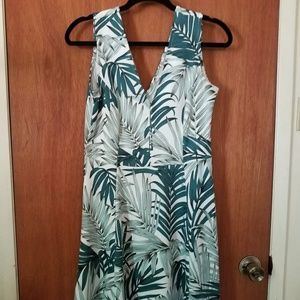 H&M, Medium, Fit & Flare, Midi, Green/White